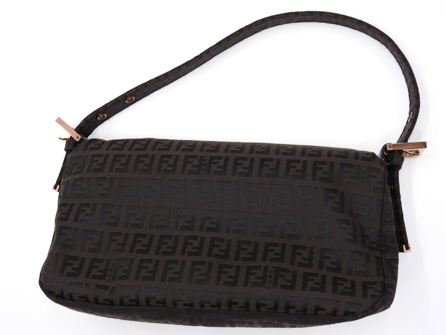 FENDI Zucca Mamma Baguette Hand Bag Canvas Leather Brown 8BR003