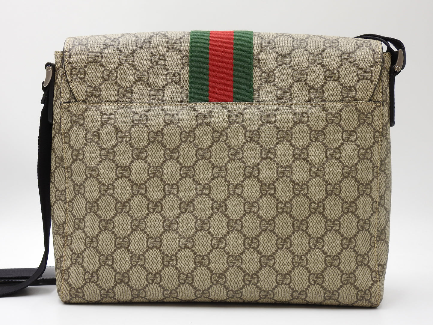 GUCCI GG Supreme Sherry Web Messenger Shoulder Bag Monogram Beige 475432