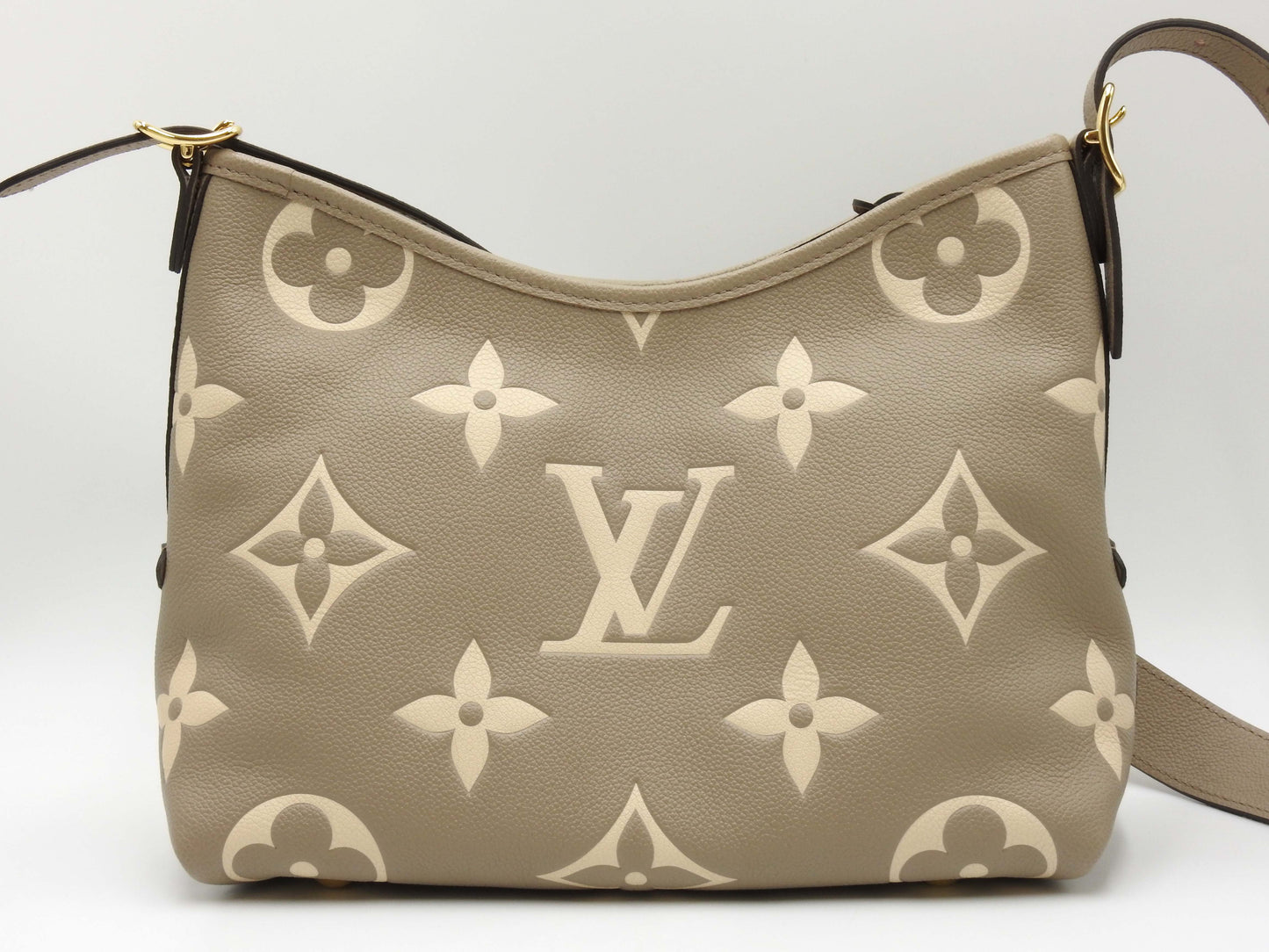 LOUIS VUITTON Monogram Empreinte Carryall Zip NM PM Dove Cream M47180