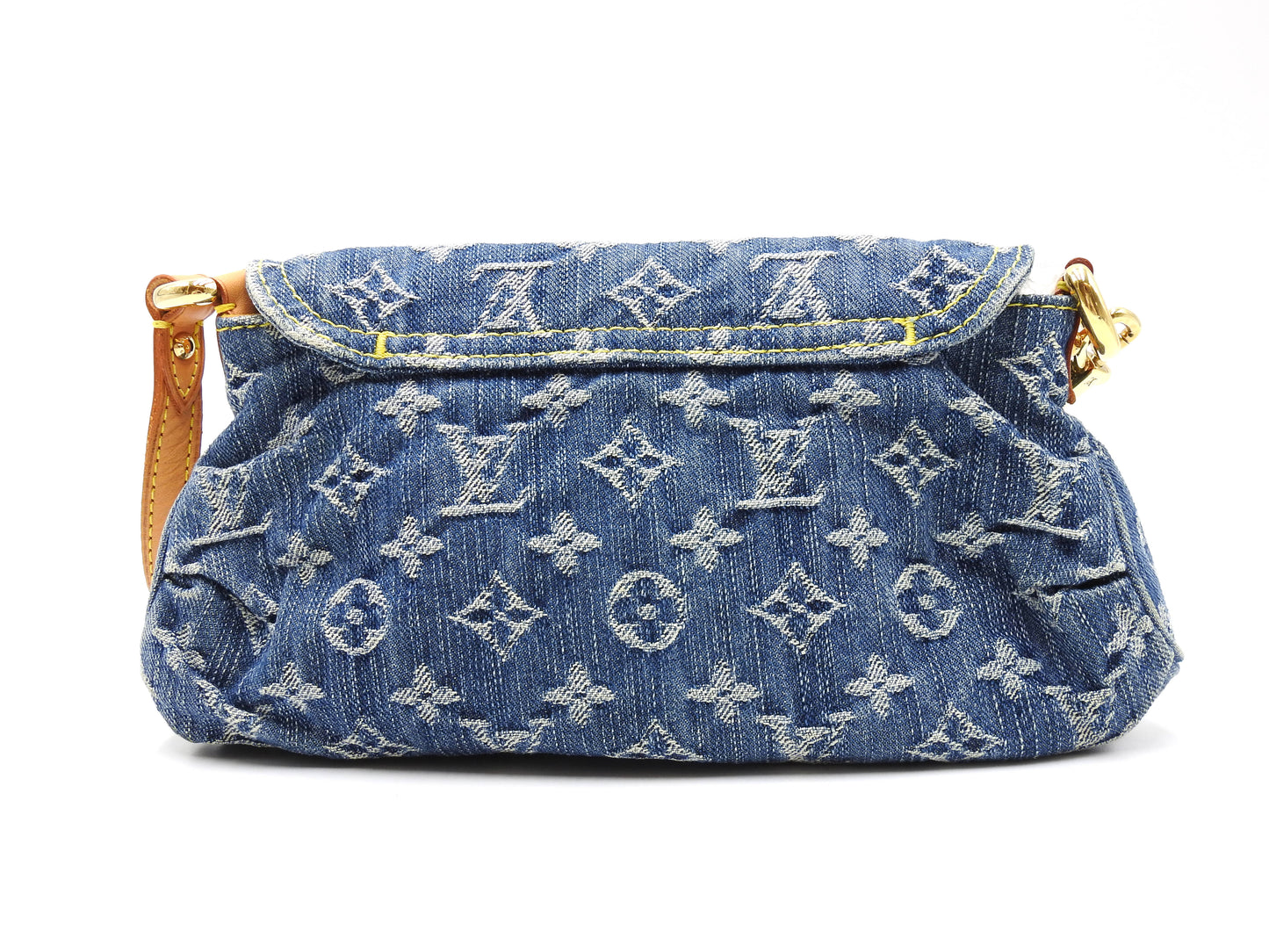 LOUIS VUITTON Mini Pleaty Monogram Denim Shoulder Hand Bag Blue M95050