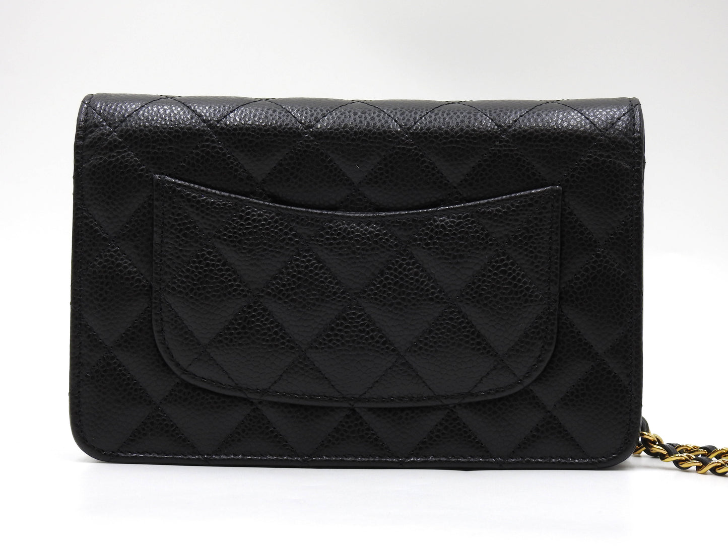 CHANEL CC Turn Lock Wallet on Chain Shoulder Bag Caviarskin Black AP3622