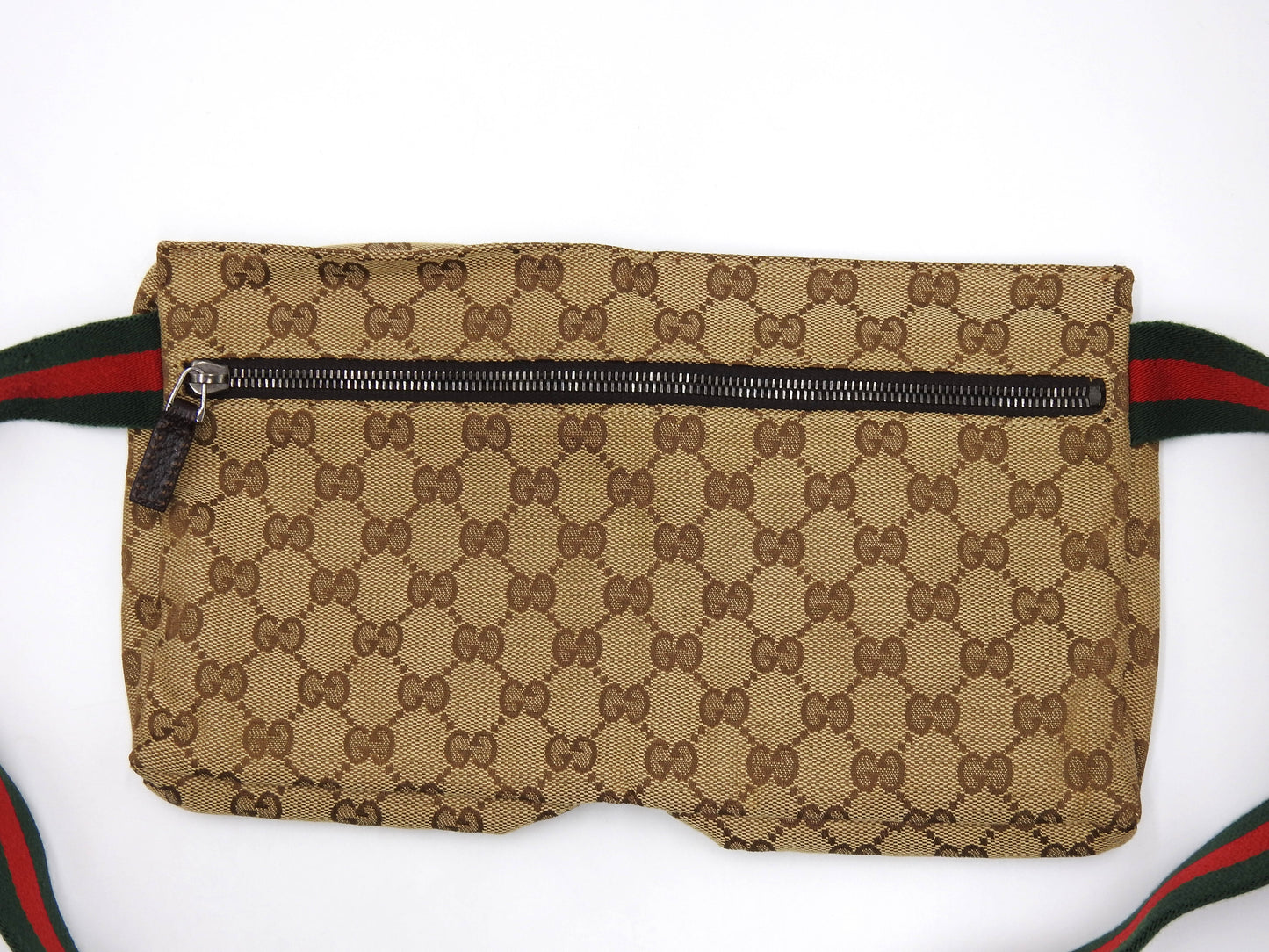 GUCCI GG Canvas Web Waist Body Belt Bag Leather Beige Brown 28566