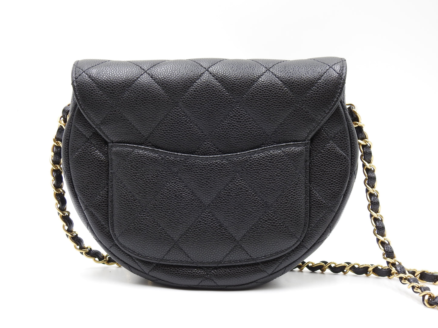 CHANEL CC Matelasse Chain Shoulder Bag Caviarskin Leather Black AS3867