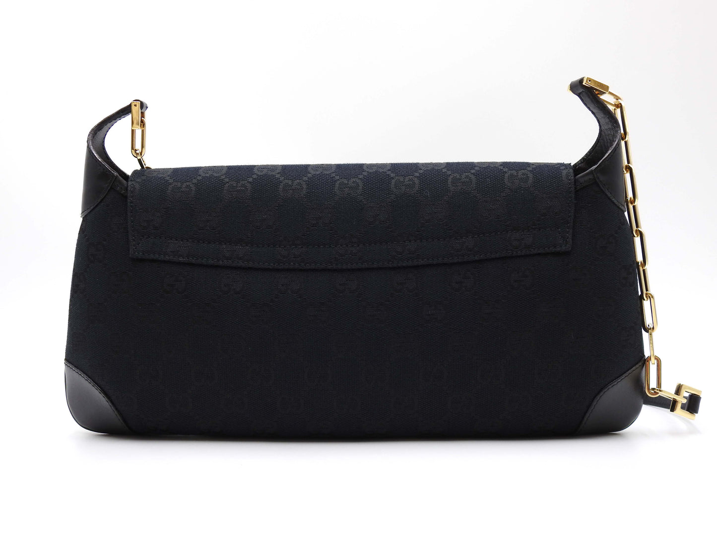 GUCCI GG Canvas Tiger Head Shoulder Bag Black Gold Hardware 001.4113