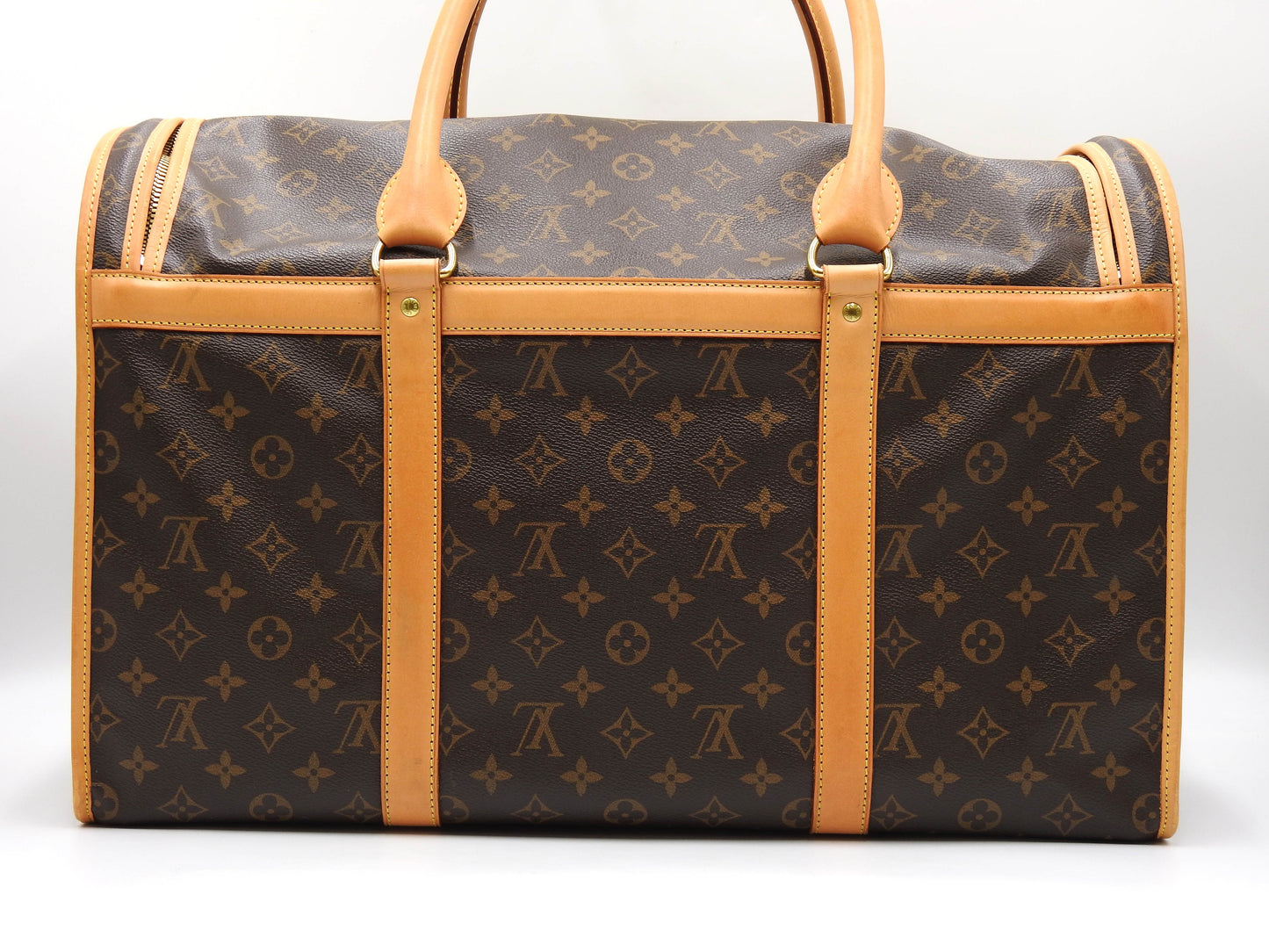 LOUIS VUITTON Monogram Sac Chien 50 Pet Carry Bag Hand Bag Gold M42021