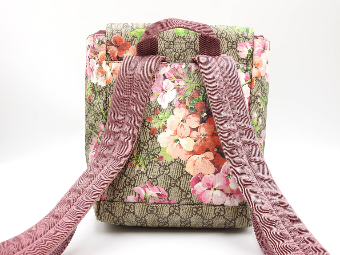 GUCCI GG Blooms Supreme Backpack Bag PVC Pink Red Beige 410544