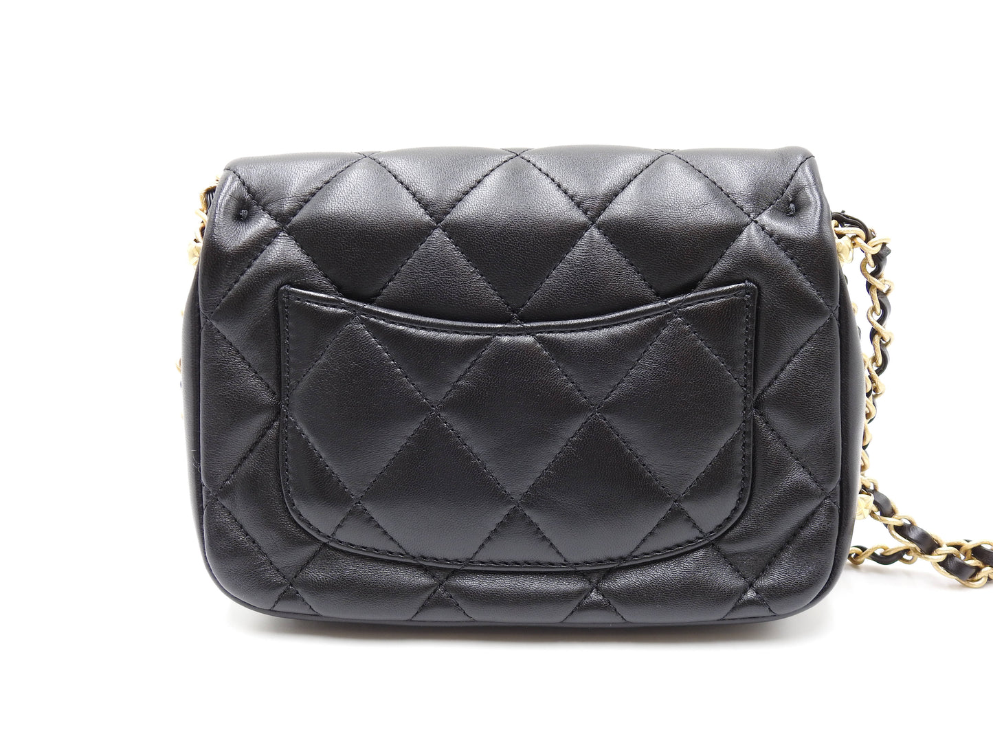 Chanel Mini Matelasse Flap Chain Shoulder Bag Lambskin Black Gold Hardware