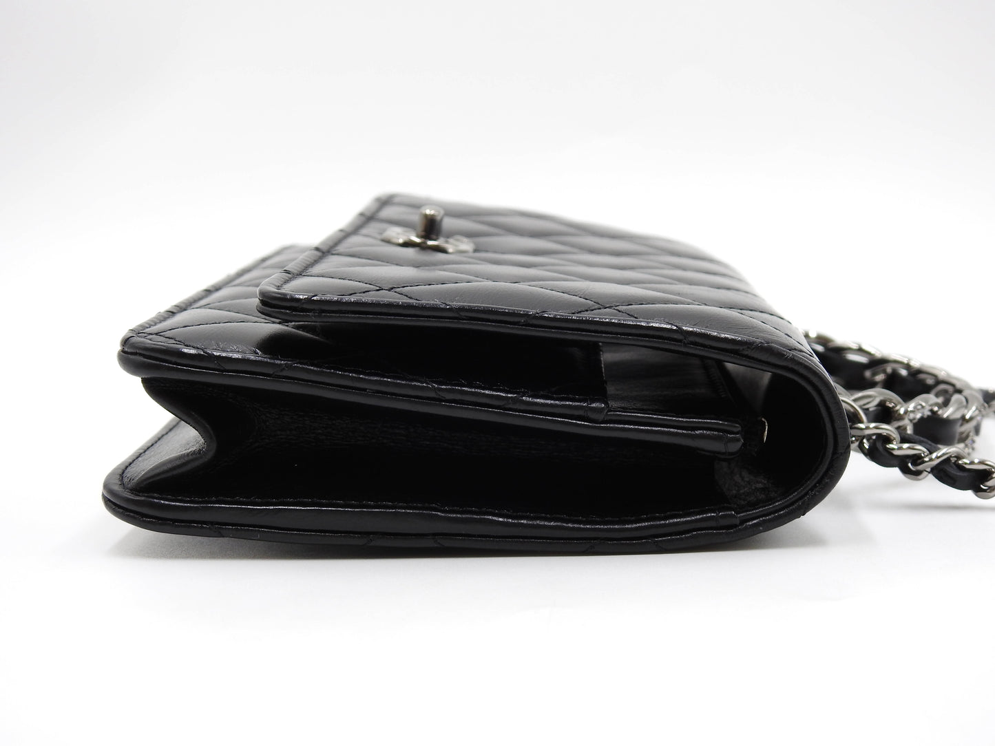 CHANEL CC Matelasse Wallet On Chain Shoulder Bag Crumple Calfskin AP3645