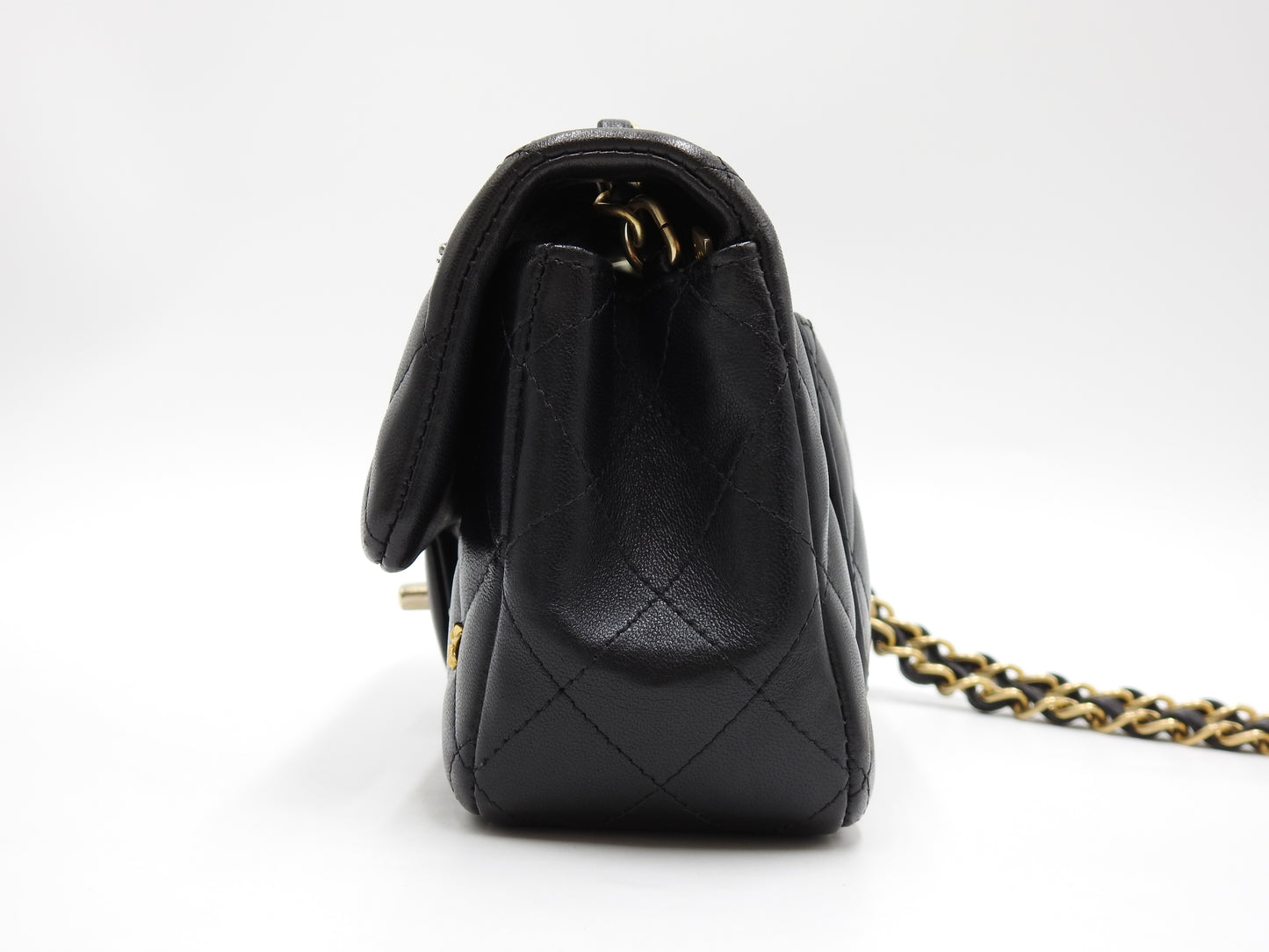 CHANEL Matelasse Mini Rectangular Flap Chain Shoulder Bag Lambskin Black
