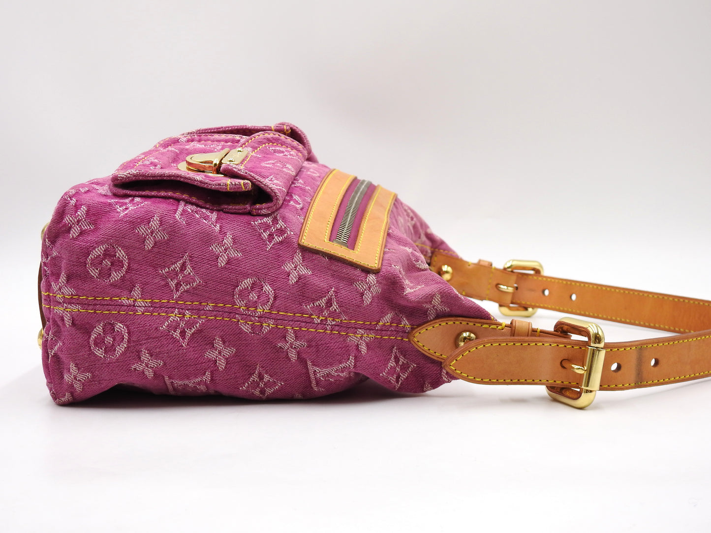 LOUIS VUITTON Baggy PM Monogram Denim Shoulder Bag Fuchsia Pink M95210