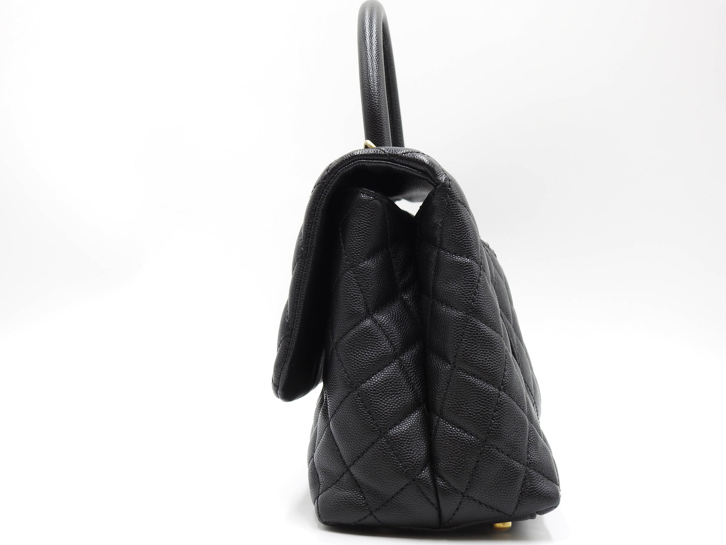 CHANEL CC Matelasse Coco Handle Hand Shoulder Bag Caviarskin Black A92991