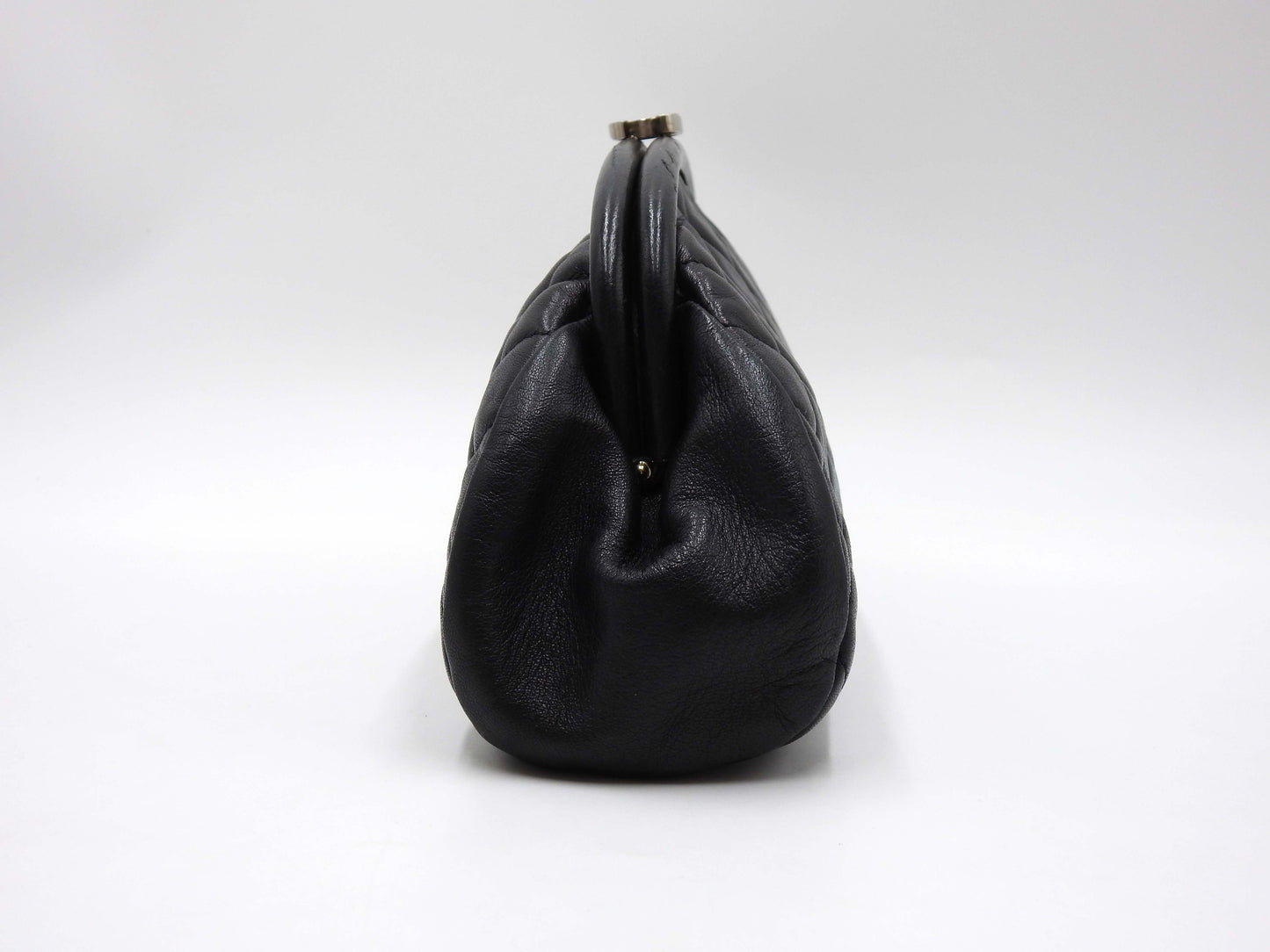 CHANEL Timeless CC Matelasse Clutch Second Bag Lambskin Black Silver