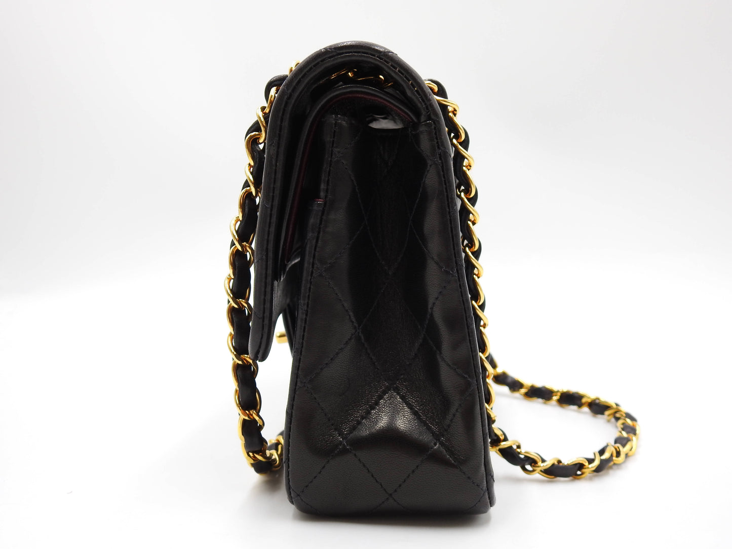 CHANEL Matelasse 25 Double Flap Chain Shoulder Bag Lambskin Black A01112