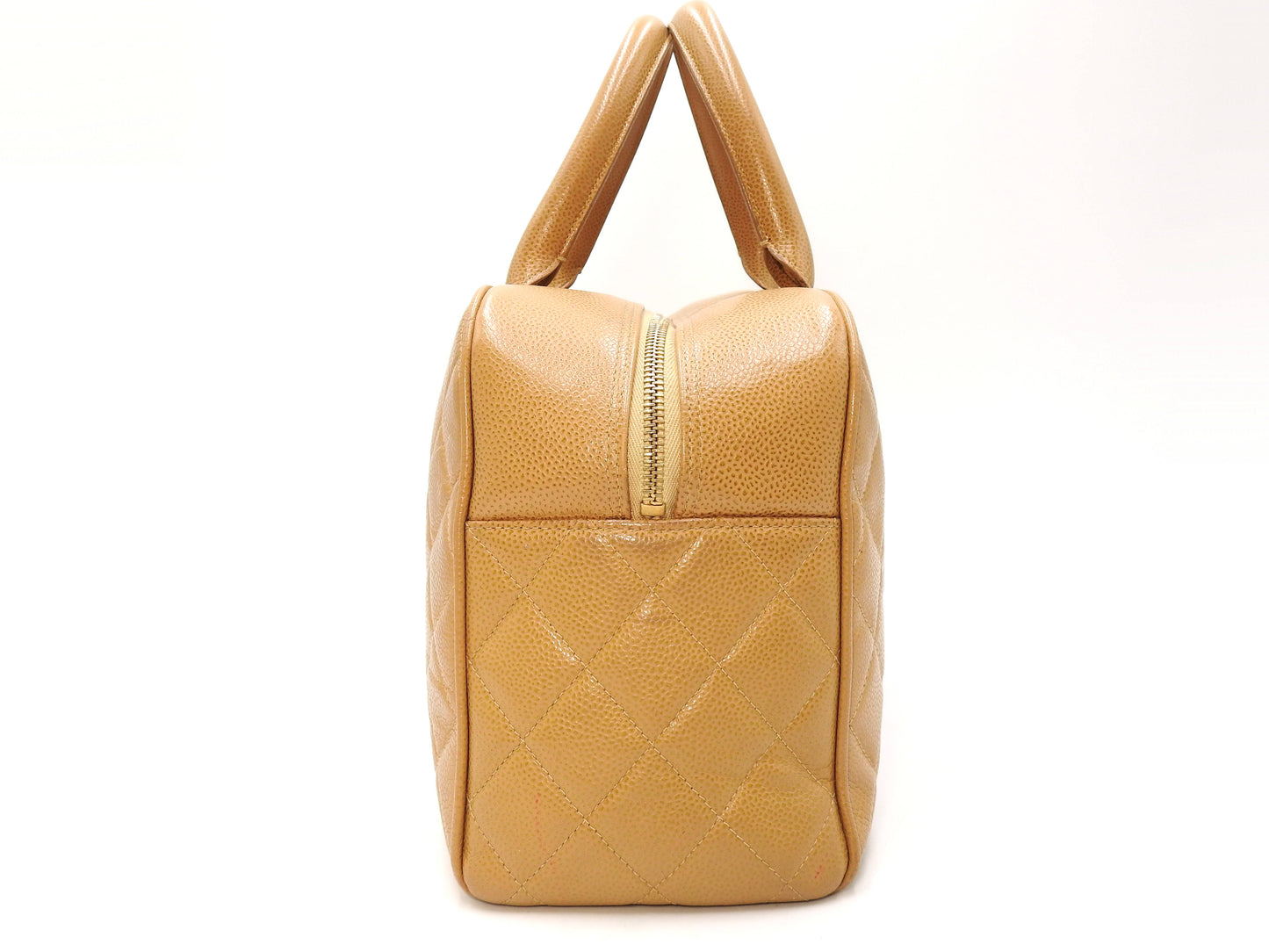 CHANEL Timeless CC Matelasse Boston Hand Bag Caviarskin Beige A20997