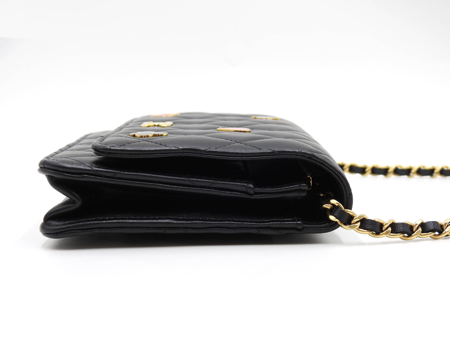 CHANEL CC Matelasse Casino Wallet On Chain Shoulder Bag Lambskin Black