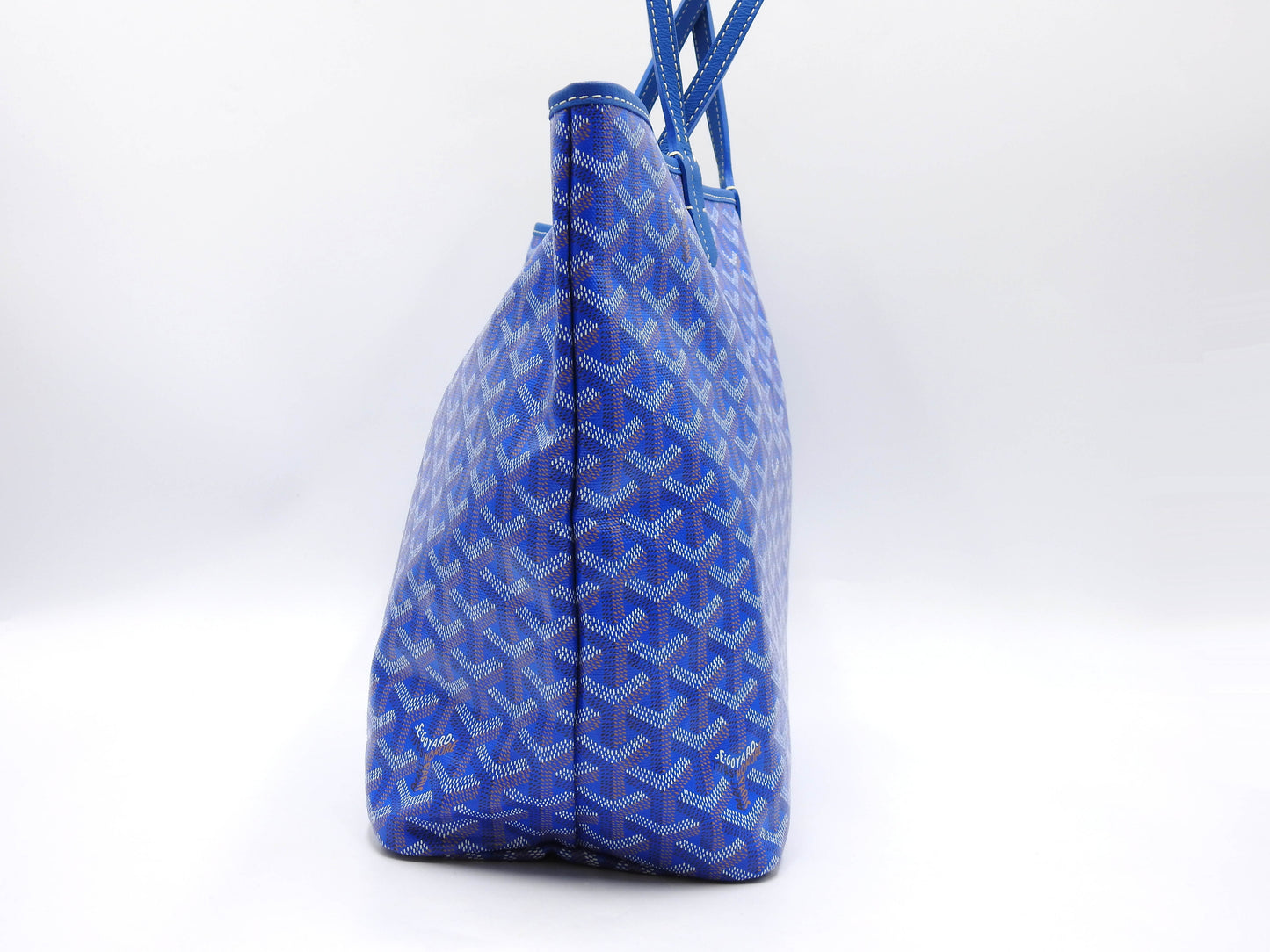 GOYARD Saint Louis PM Shoulder Tote Bag PVC Leather Blue with Pouch