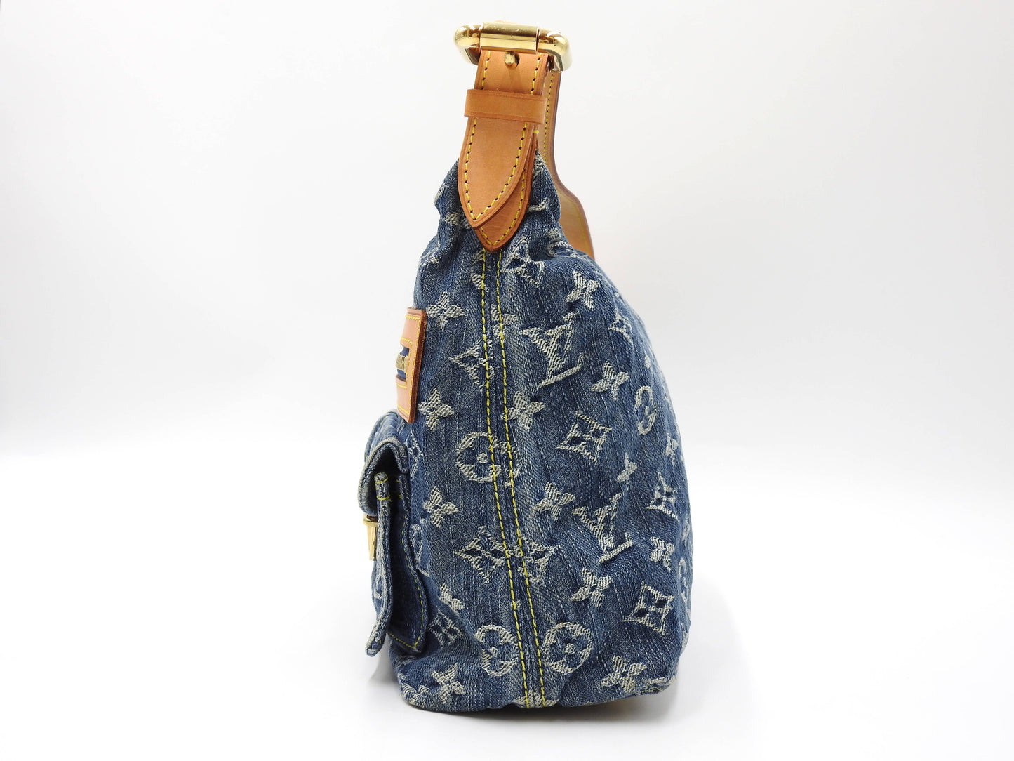 LOUIS VUITTON Baggy PM Monogram Denim Hand Bag Shoulder Bag Blue M95049