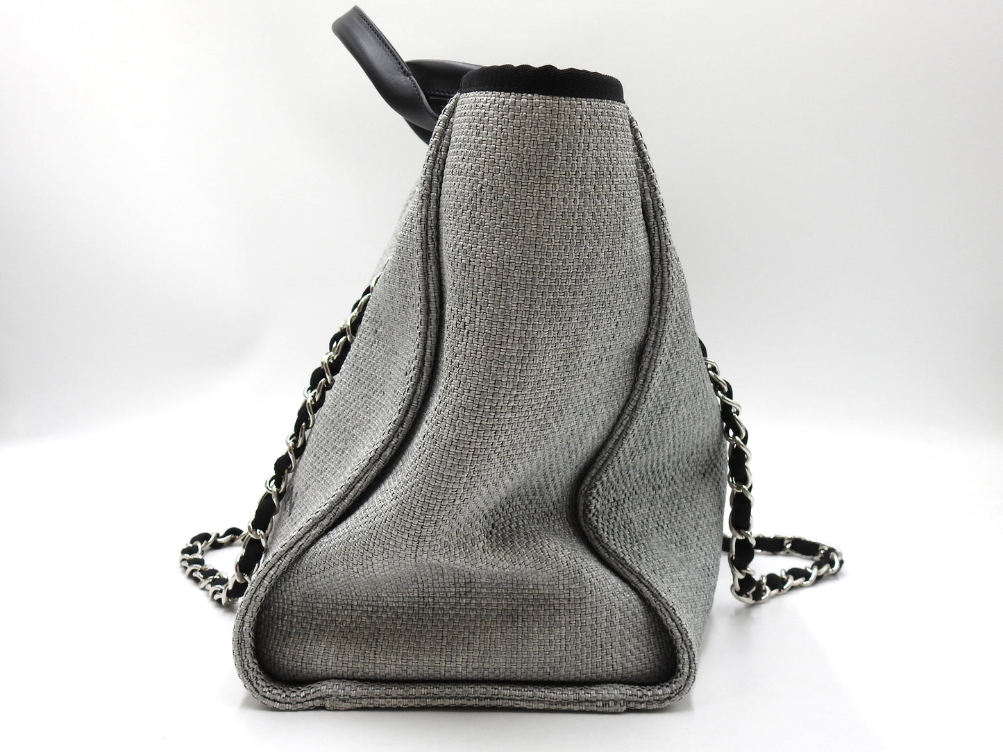 Chanel Deauville Large 2way Chain Shoulder Tote Bag Straw Canvas A66941