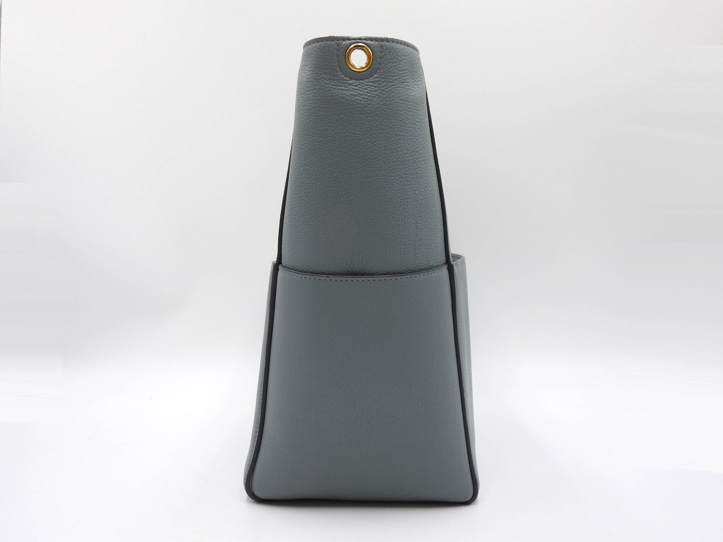 CELINE Medium Sangle Bucket Shoulder Bag Grained Calfskin Gray Blue 189593