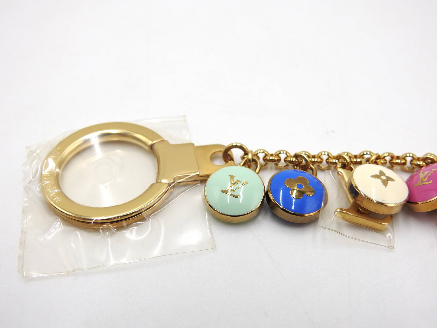 LOUIS VUITTON Porte Cles Chaine Pastille Bag Charm Key Holder Gold M65380