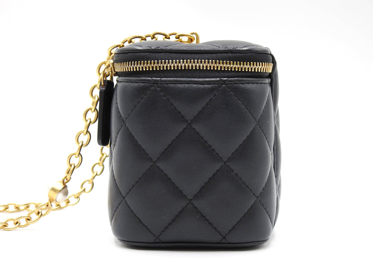 CHANEL CC Matelasse Chain Vanity Bag Shoulder Bag Lambskin Black Gold