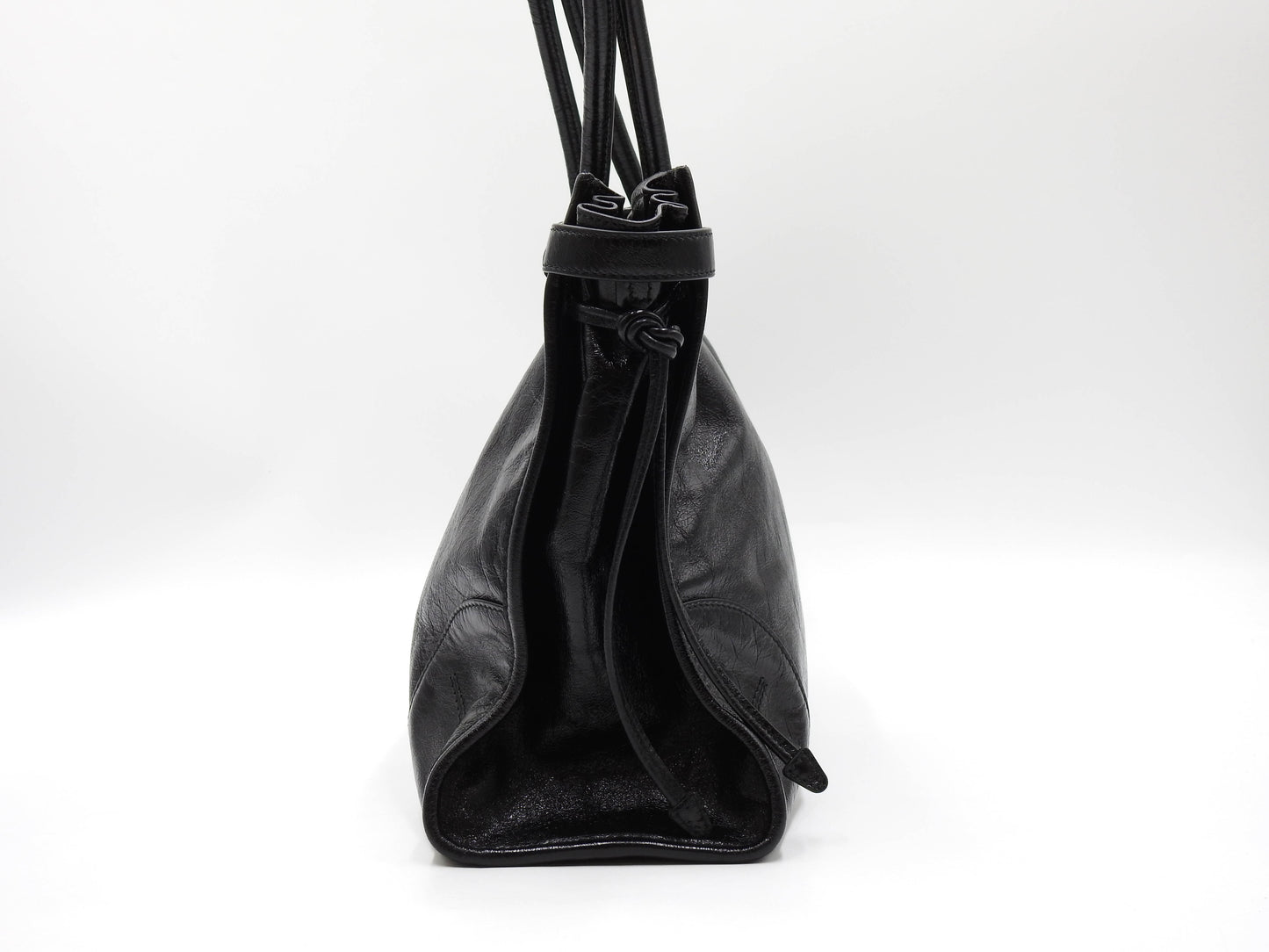 PRADA Bonnie Large 2way Shoulder Hand Bag Leather Black Gold Metal 1BA433