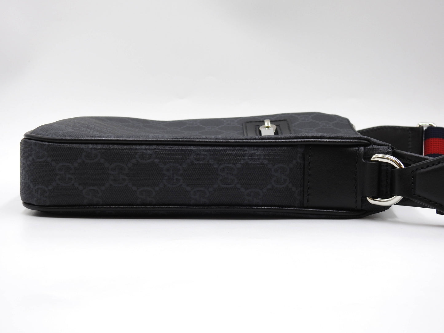 GUCCI GG Supreme Small Messenger Shoulder Bag PVC Leather Black 792082