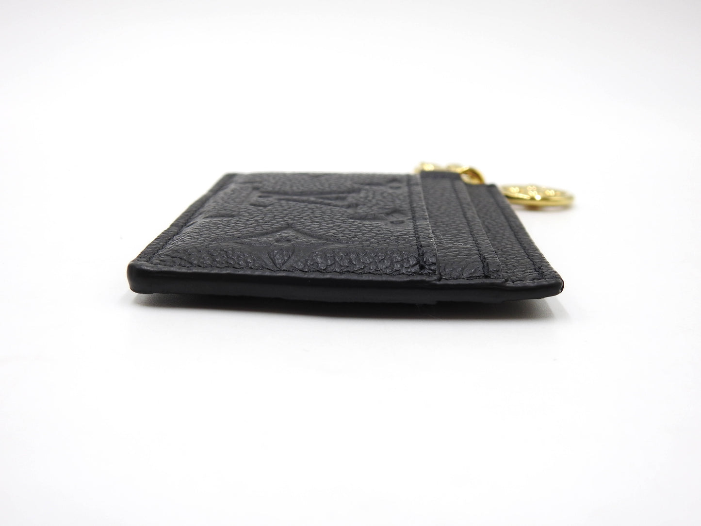 LOUIS VUITTON Monogram Empreinte LV Charm Card Holder Case Black M82132