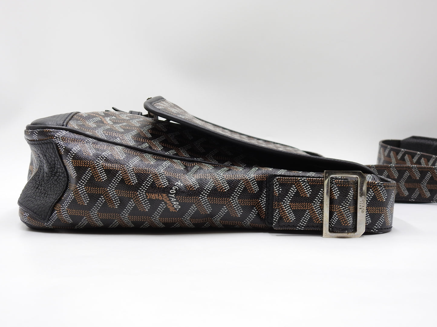 GOYARD Goyardine Grand Bleu MM Shoulder Bag PVC Canvas Leather Black