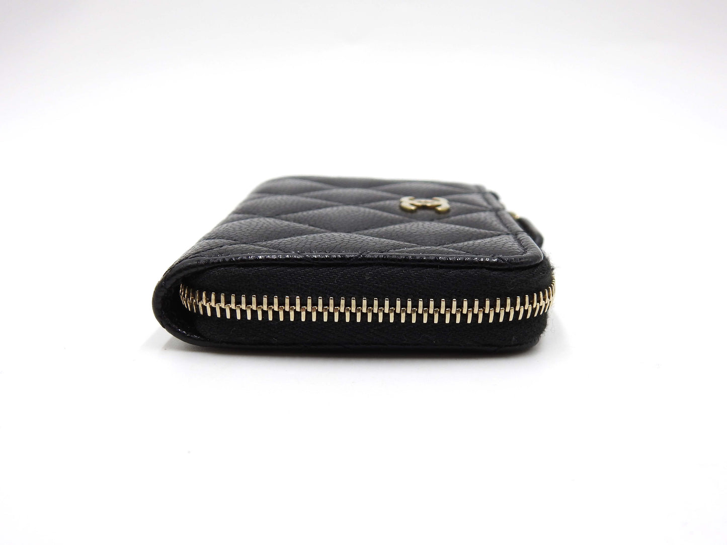 Chanel CC Matelasse Zipped Coin Purse Key Holder Caviarskin Black AP0221