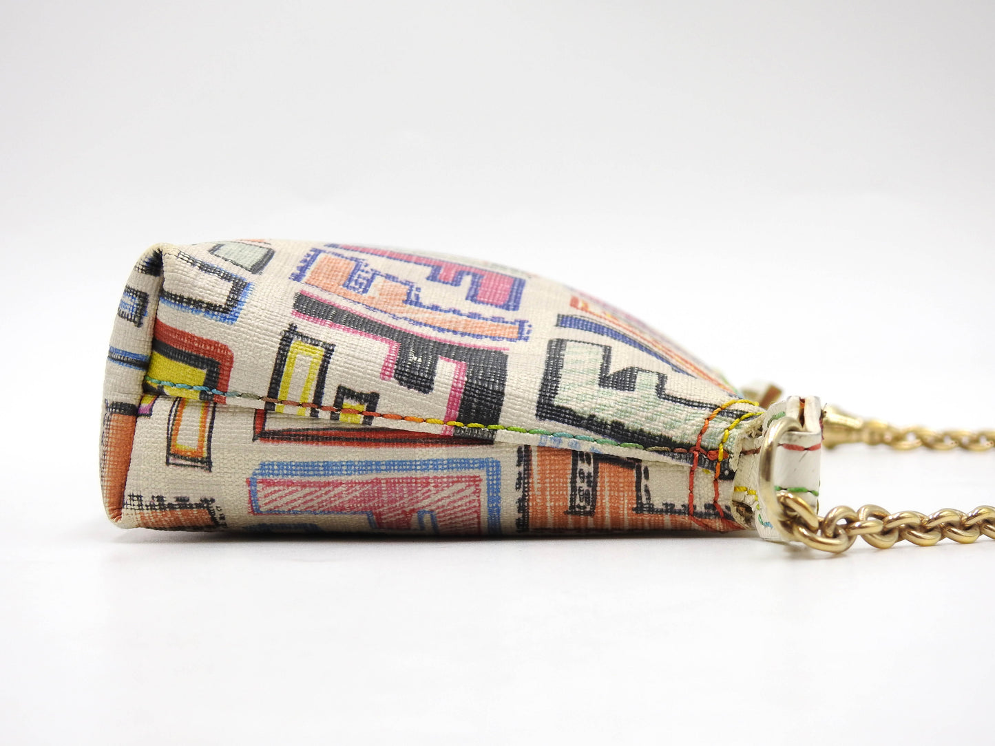 FENDI Zucca Chain Bag Pochette Accessories Pouch PVC White 8BR592