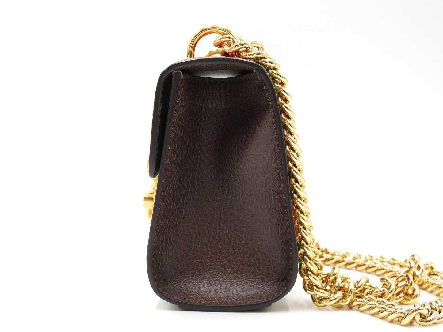 GUCCI GG Supreme Tian Padlock Small Chain Shoulder Bag Beige Brown 409487