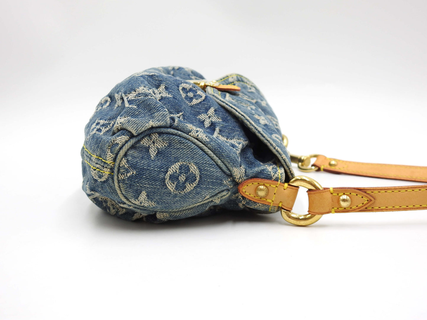LOUIS VUITTON Mini Pleaty Monogram Denim Shoulder Hand Bag Blue M95050