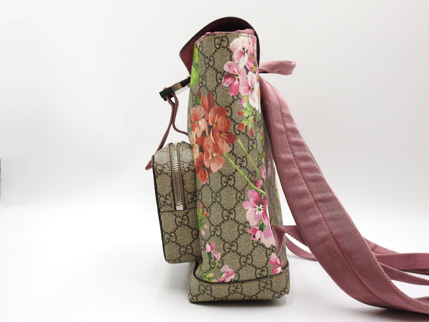 GUCCI GG Blooms Supreme Backpack Bag PVC Pink Red Beige 410544