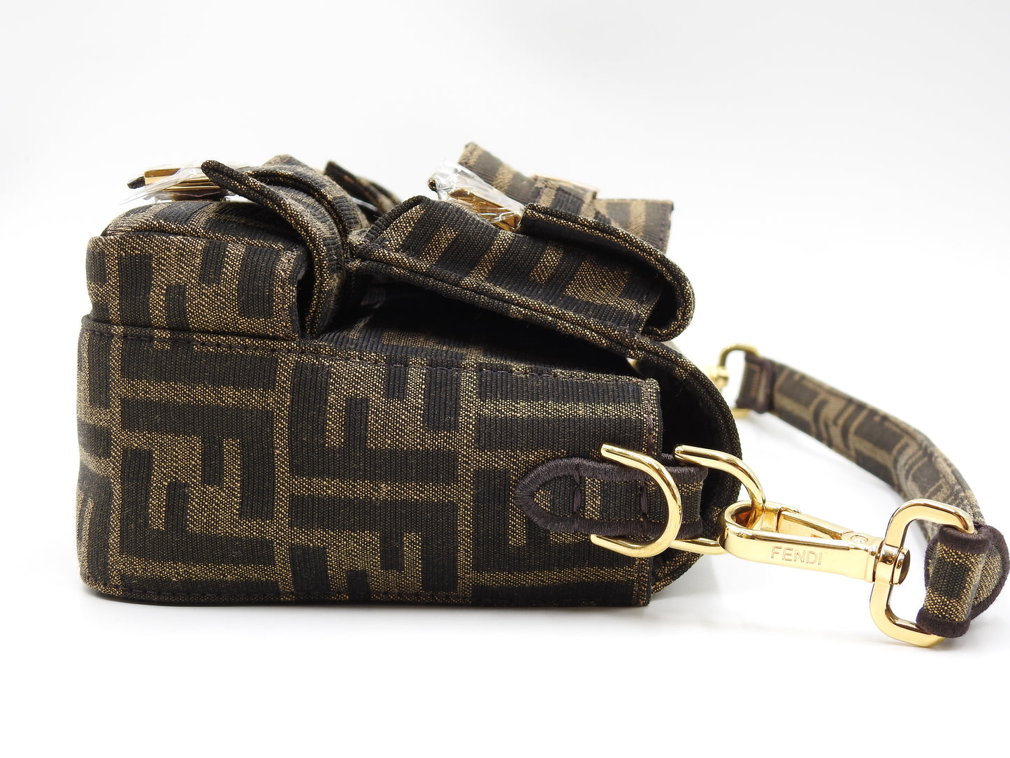 FENDI Multipocket Mamma Baguette Shoulder Hand Bag Zucca Khaki 8BR808