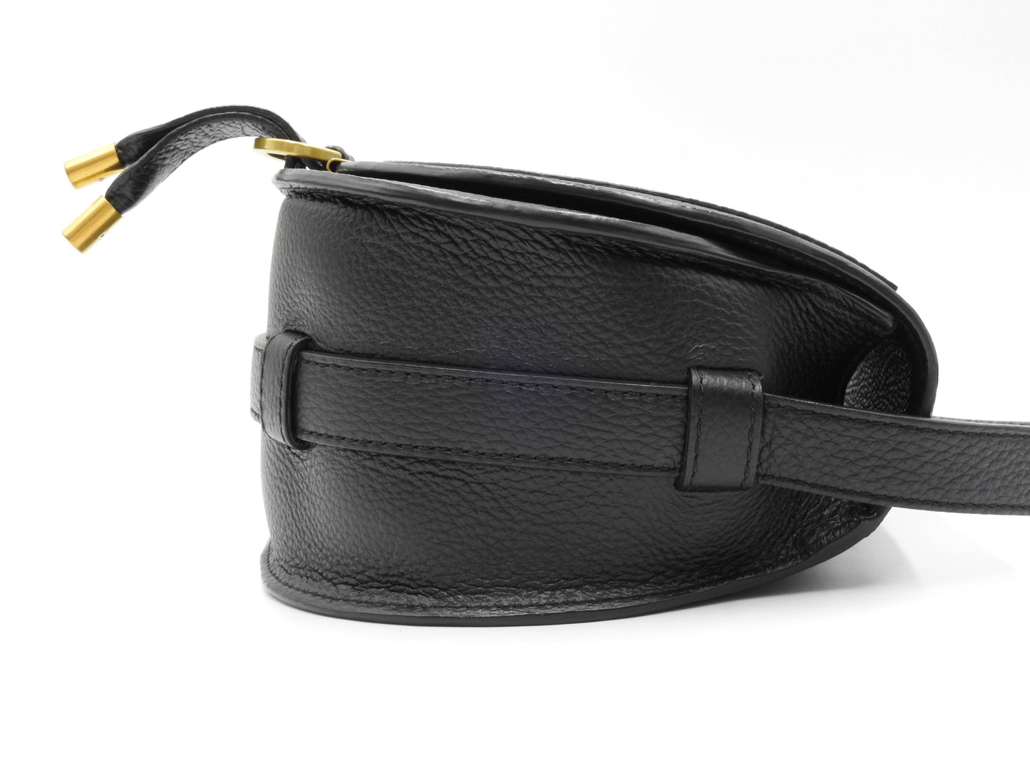 CHLOE Marcie Small Saddle Bag NM Crossbody Shoulder Bag Calf Leather Black