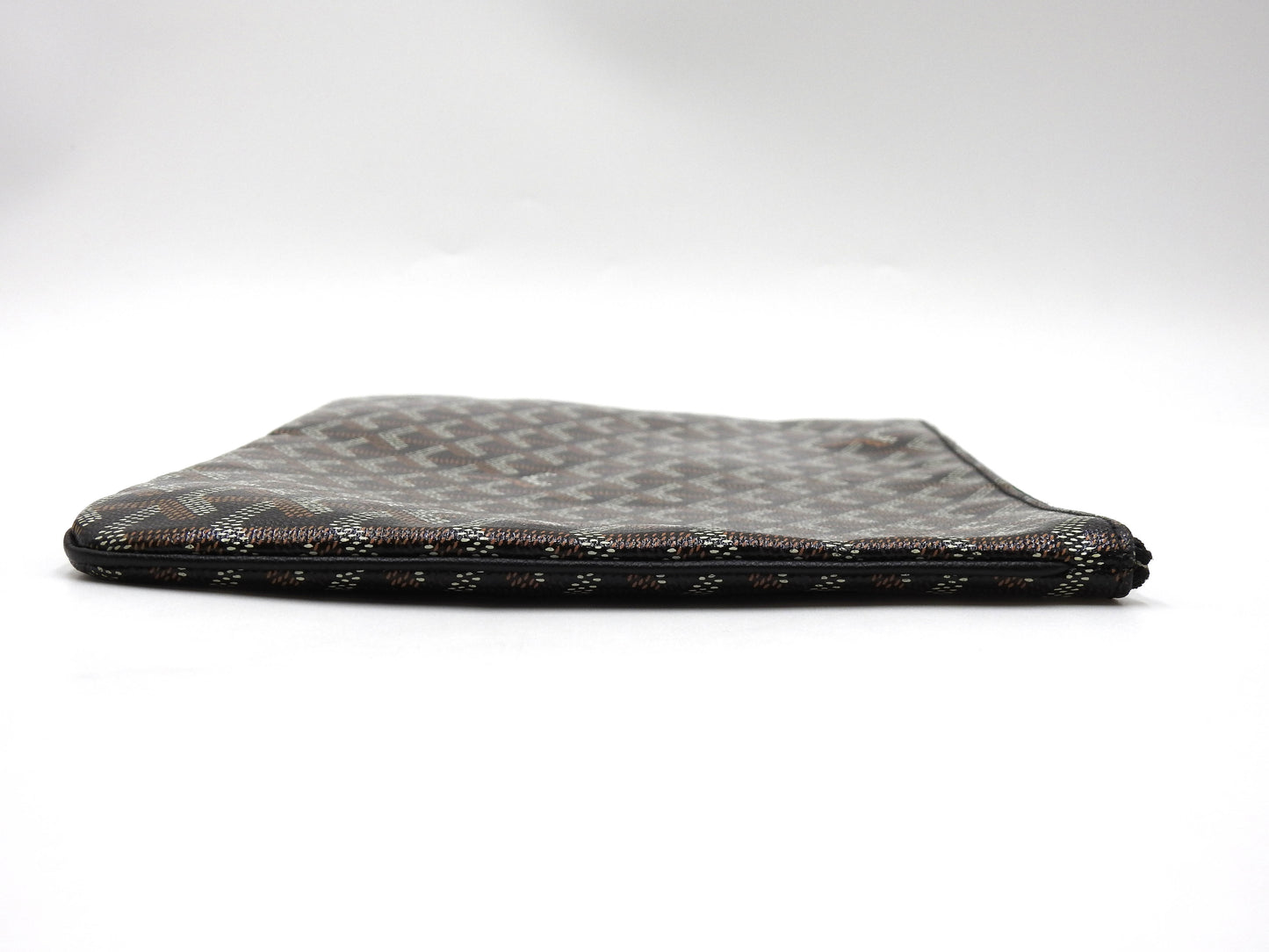 GOYARD POCHETTE SENAT MM Herringbone Clutch Bag Second Bag PVC Black