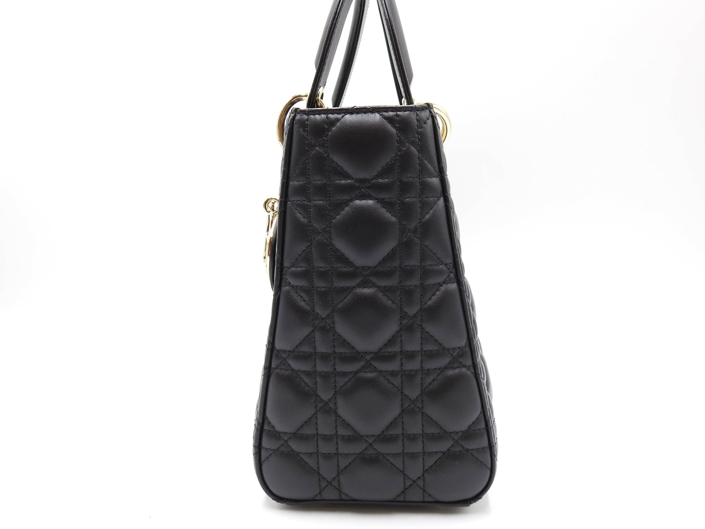 Christian Dior Lady Dior Medium Canage Hand Shoulder Bag Lambskin Black