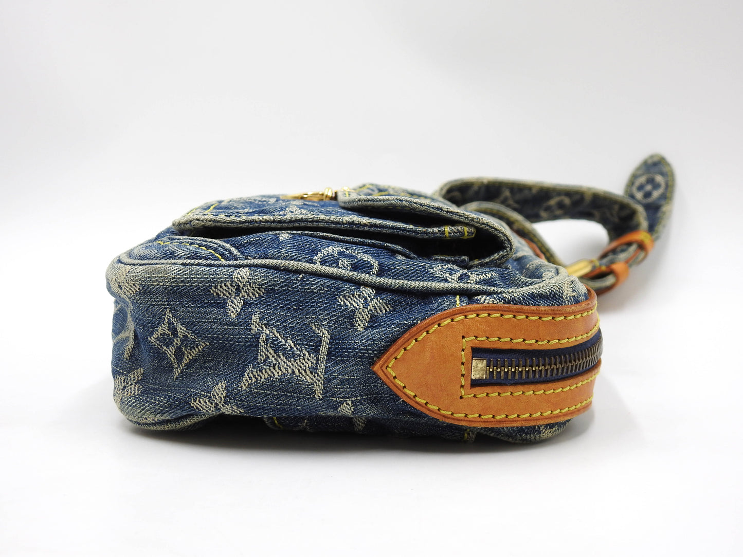 LOUIS VUITTON Monogram Denim Bum Bag Belt Bag Shoulder Bag Blue M95347