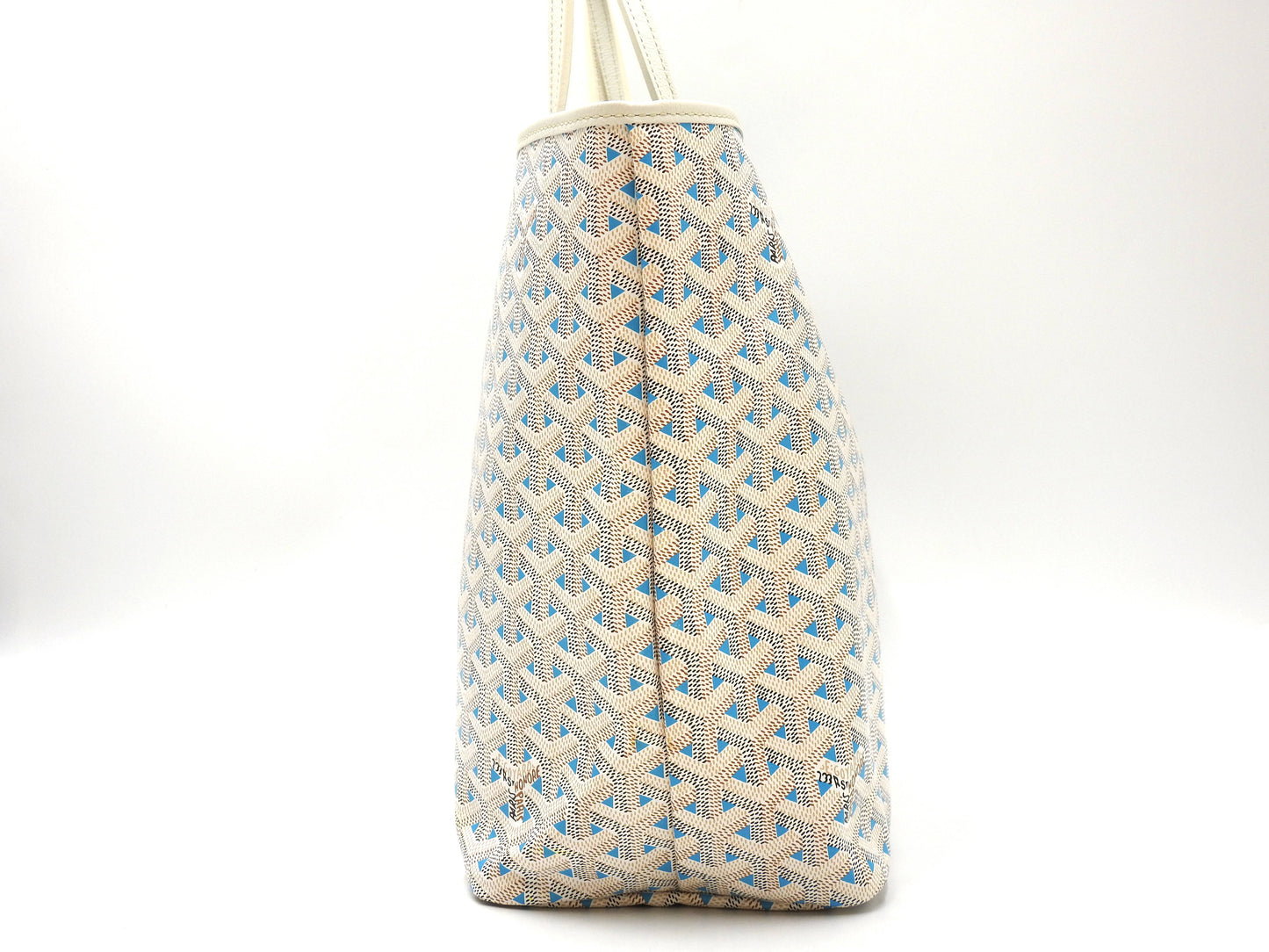 GOYARD Saint Louis Claire Voie PM Shoulder Tote Bag PVC Leather White Blue