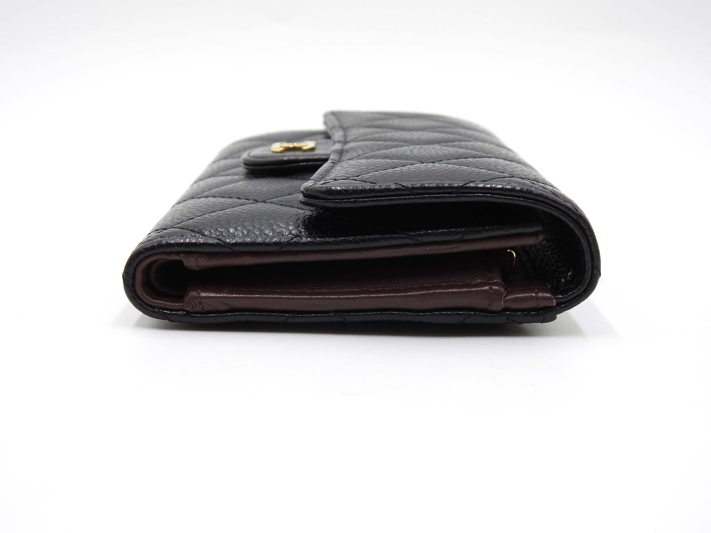 CHANEL CC Matelasse Trifold Medium Flap Compact Wallet Caviarskin Black