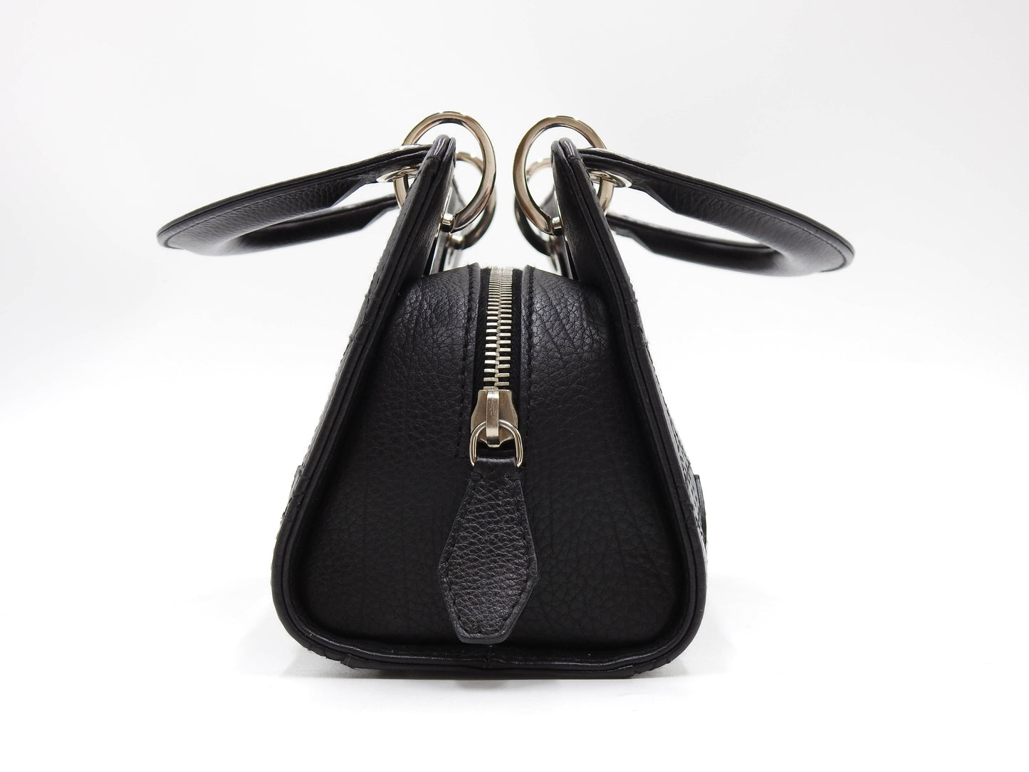 Christian Dior Lady Dior Small East West Cannage Hand Bag Calfskin Black