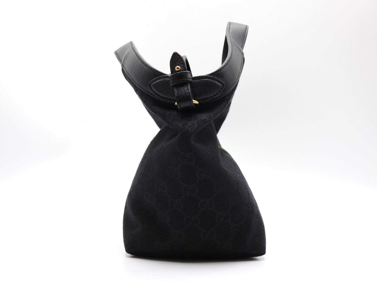 GUCCI GG Canvas Giglio Small Hobo Tote Shoulder Bag Black Green Red 860845