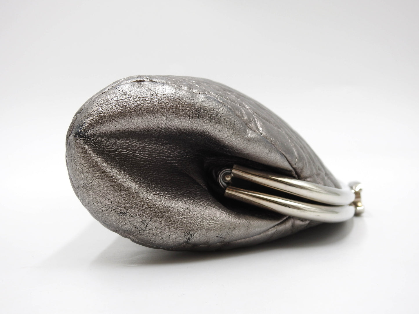 CHANEL CC Matelasse Kiss Lock Timeless Clutch Hand Bag Lambskin Silver