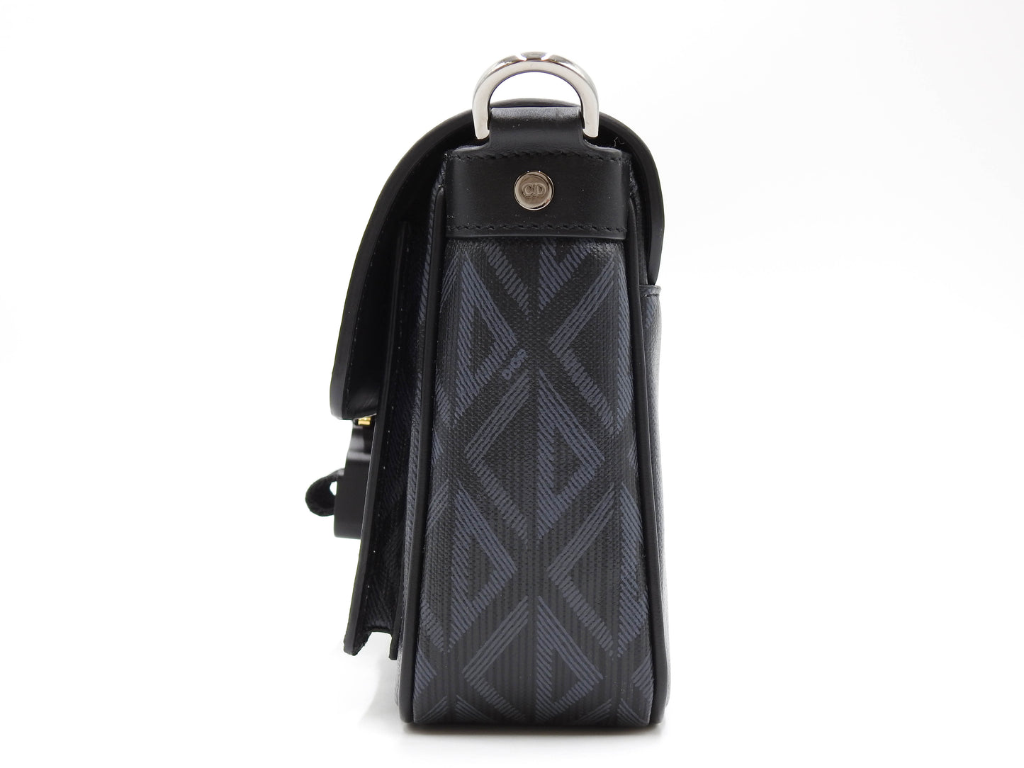 Christian Dior HIT THE ROAD CD Diamond Shoulder Bag PVC Leather Black