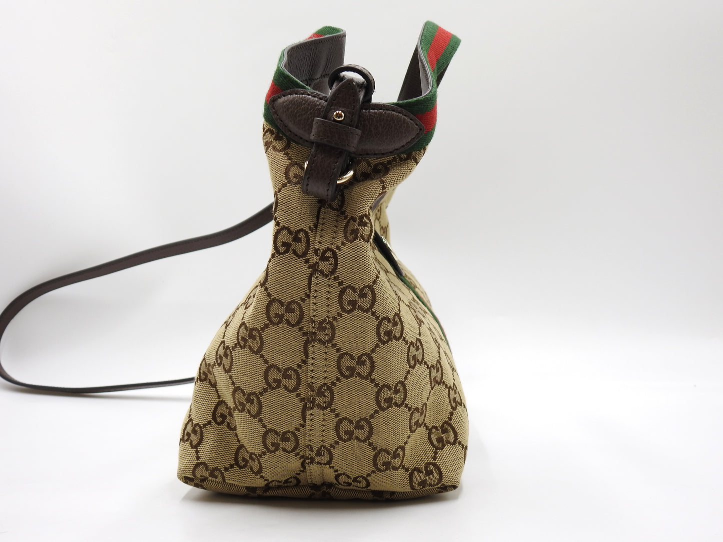 GUCCI GG Canvas Giglio Small Hobo Tote Shoulder Bag Beige Brown 860845