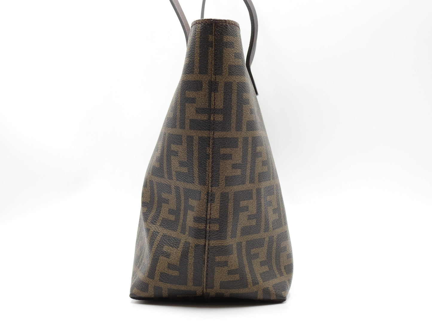 FENDI Zucca Tote Roll Bag Shoulder Bag PVC Khaki Brown 8BH198
