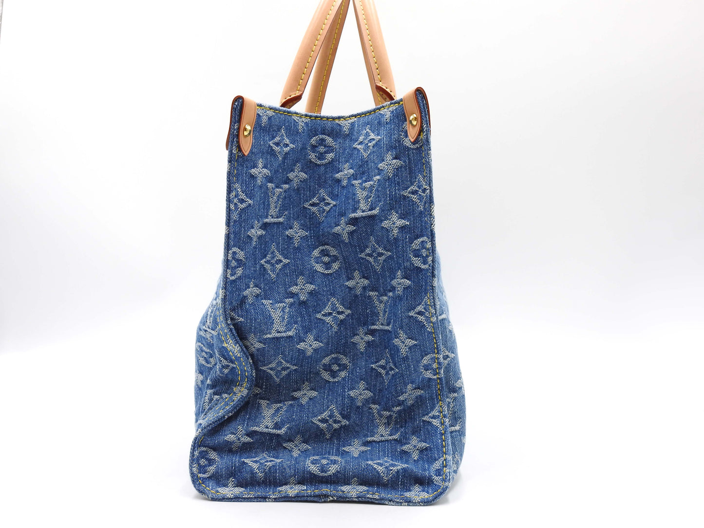 LOUIS VUITTON LV Remix Monogram Denim OnTheGo MM Shoulder Tote Bag M46871