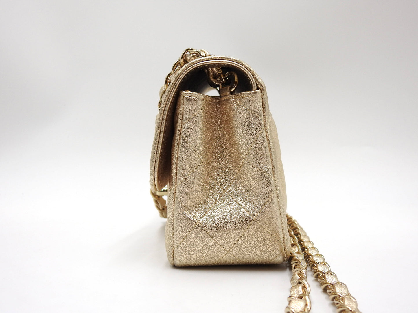 CHANEL Matelasse Mini Rectangular Flap Chain Shoulder Bag Lambskin Gold