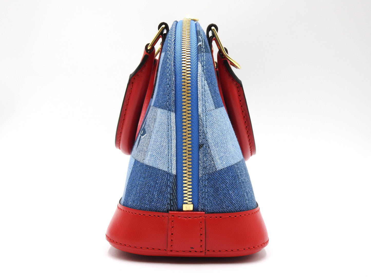 LOUIS VUITTON Monogram Denim Alma BB Shoulder Hand Bag Blue Red M45042